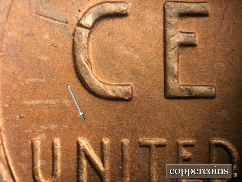 Die-stage B marker on 1953S•1MM•046 (1953 Repunched Mint Mark).