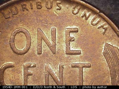 Die-stage C marker on 1954D•1MM•001 (1954 Repunched Mint Mark).