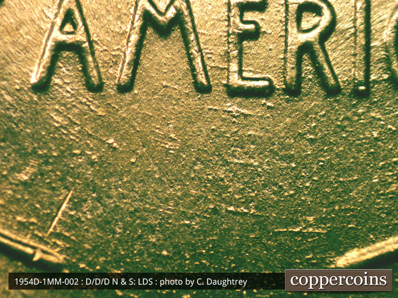 Die-stage C marker on 1954D•1MM•002 (1954 Repunched Mint Mark).