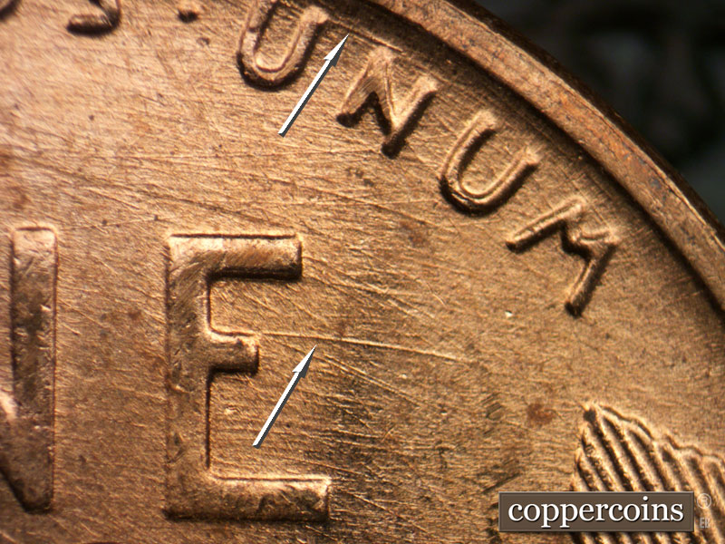 Die-stage B marker on 1954D•1MM•004 (1954 Repunched Mint Mark).
