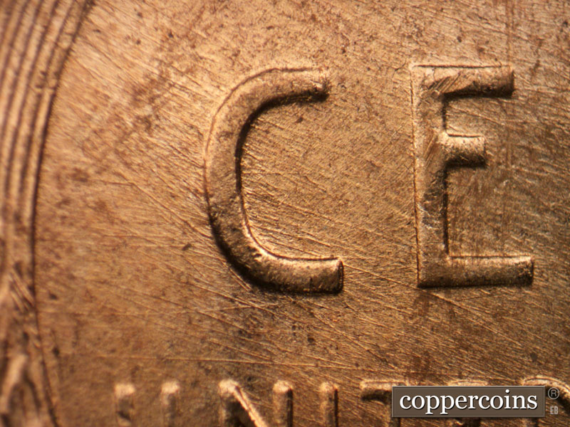 Die-stage B marker on 1954D•1MM•004 (1954 Repunched Mint Mark).