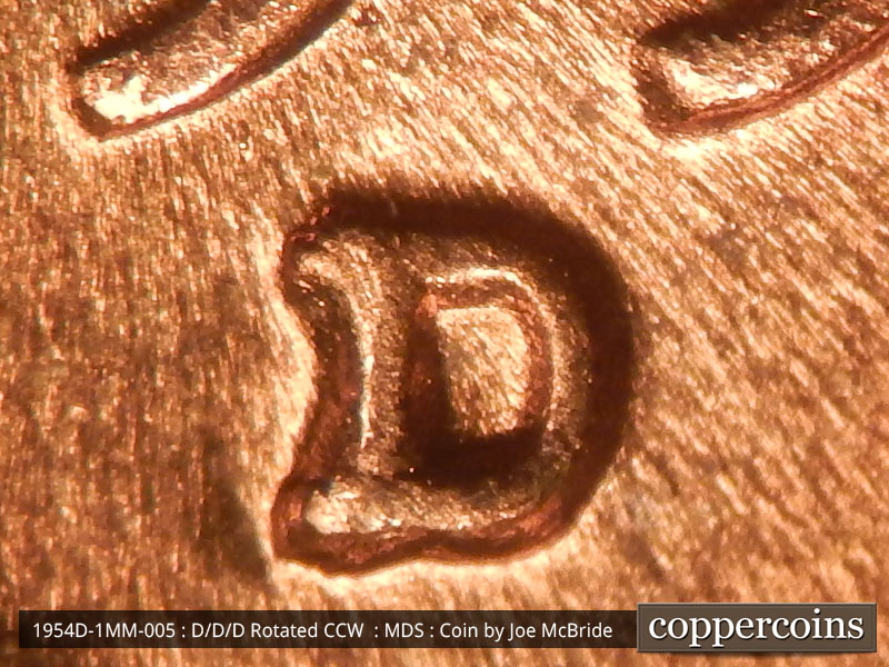 1954 Lincoln cent obverse, CopperCoins die 1954D•1MM•005.