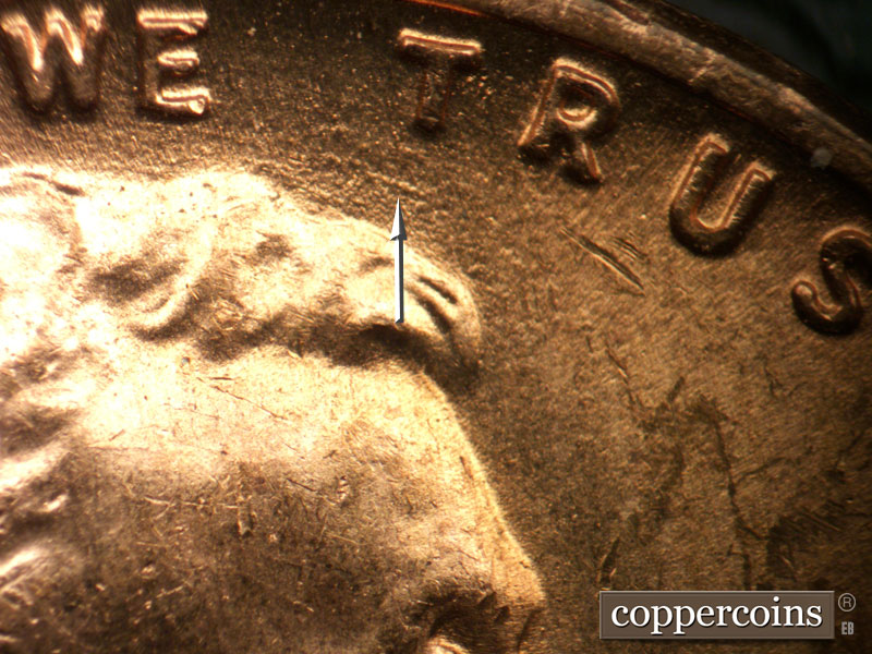 Die-stage C marker on 1954D•1MM•010 (1954 Repunched Mint Mark).