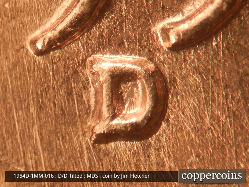 1954 Lincoln cent obverse, CopperCoins die 1954D•1MM•016.