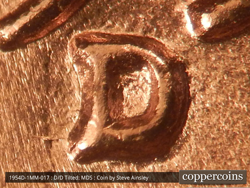 1954 Lincoln cent obverse, CopperCoins die 1954D•1MM•017.
