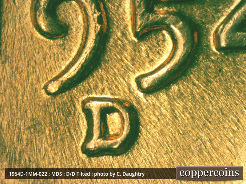 1954 Lincoln cent obverse, CopperCoins die 1954D•1MM•022.