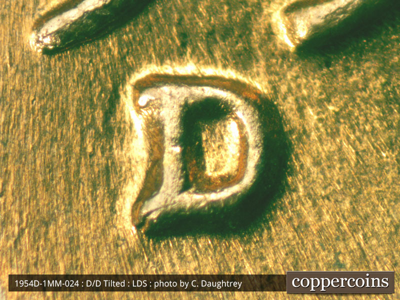 Die-stage C marker on 1954D•1MM•024 (1954 Repunched Mint Mark).