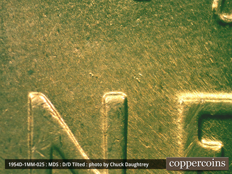 Die-stage B marker on 1954D•1MM•025 (1954 Repunched Mint Mark).