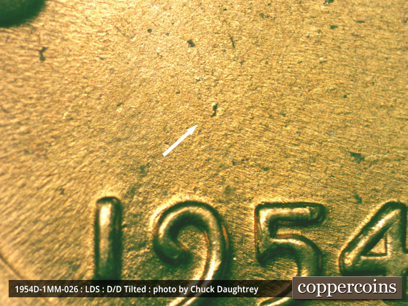 Die-stage C marker on 1954D•1MM•026 (1954 Repunched Mint Mark).