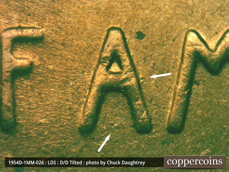 Die-stage C marker on 1954D•1MM•026 (1954 Repunched Mint Mark).