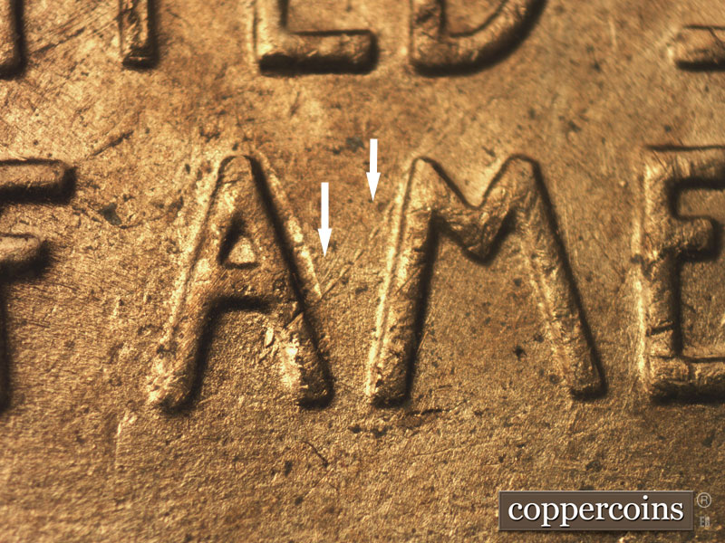 Die-stage B marker on 1954D•1MM•029 (1954 Repunched Mint Mark).