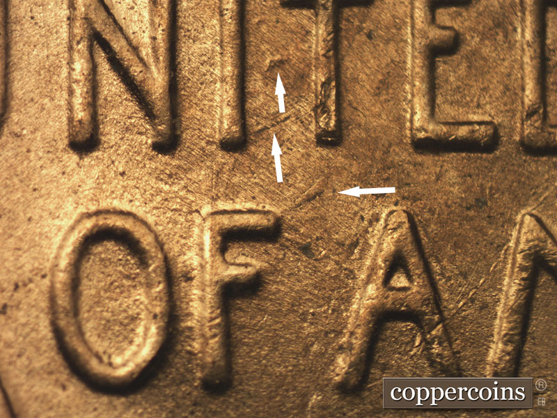 Die-stage B marker on 1954D•1MM•029 (1954 Repunched Mint Mark).
