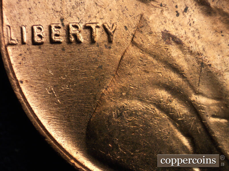 Die-stage C marker on 1954D•1MM•033 (1954 Repunched Mint Mark).