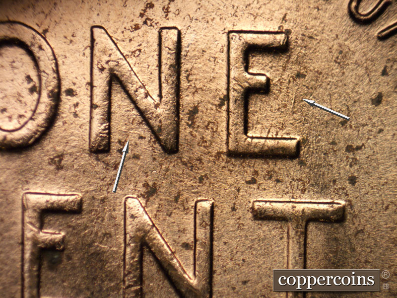 Die-stage C marker on 1954D•1MM•033 (1954 Repunched Mint Mark).