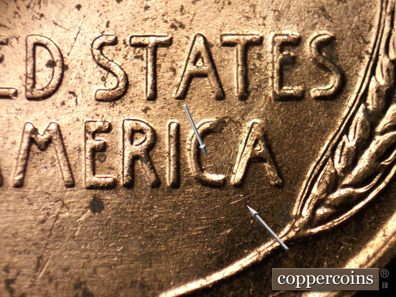 Die-stage C marker on 1954D•1MM•033 (1954 Repunched Mint Mark).