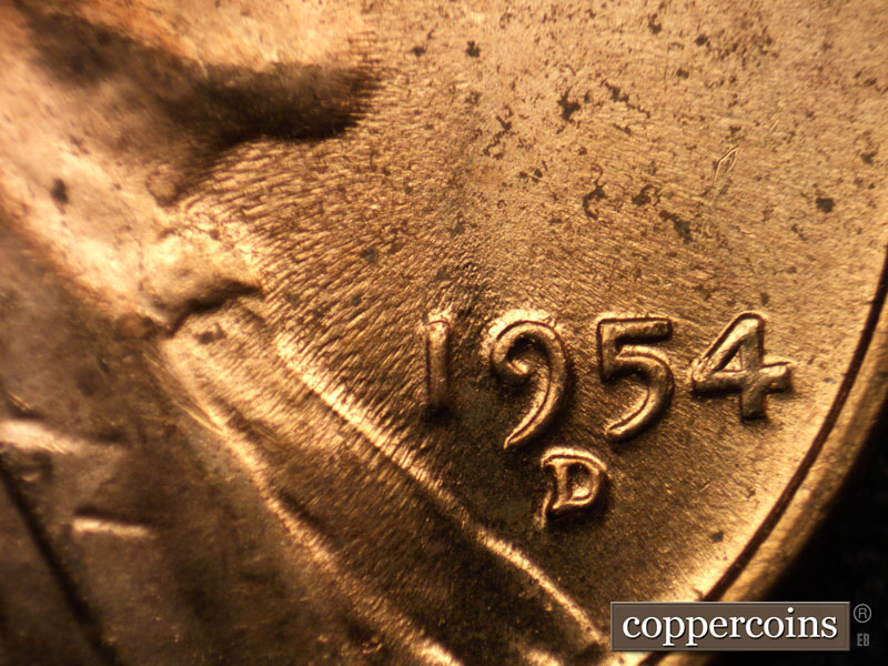 Die-stage C marker on 1954D•1MM•034 (1954 Repunched Mint Mark).