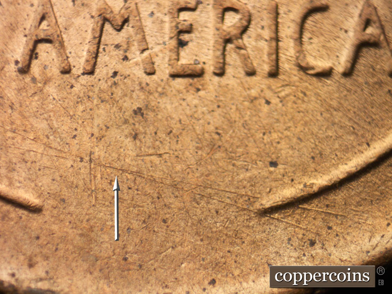Die-stage B marker on 1954D•1MM•035 (1954 Repunched Mint Mark).