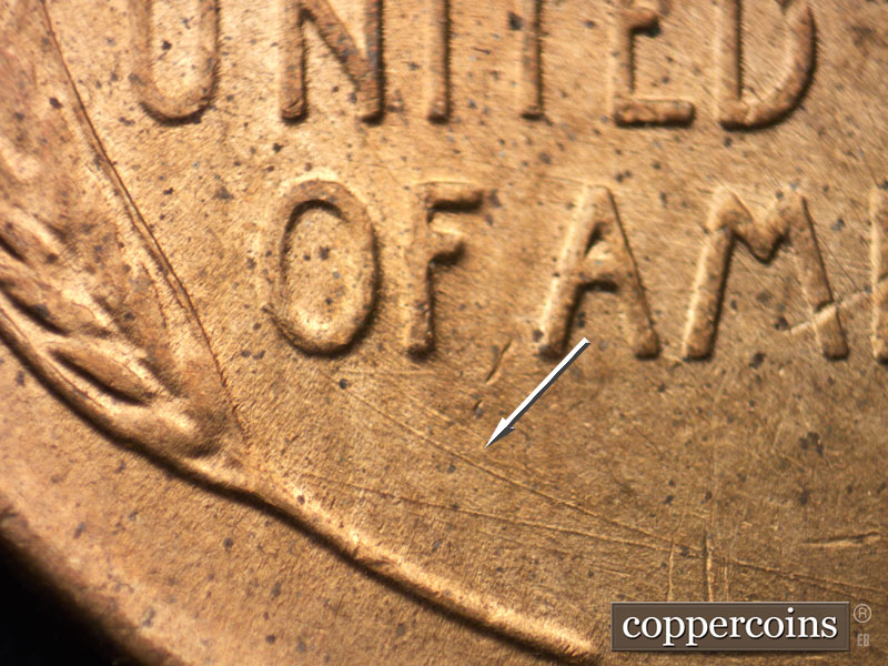 Die-stage B marker on 1954D•1MM•035 (1954 Repunched Mint Mark).