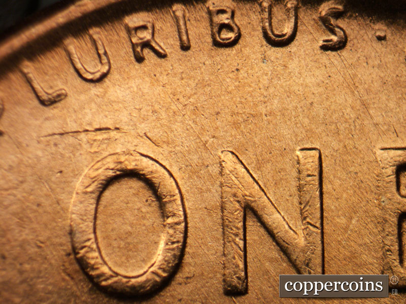 Die-stage B marker on 1954D•1MM•036 (1954 Repunched Mint Mark).