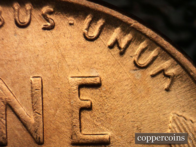 Die-stage B marker on 1954D•1MM•036 (1954 Repunched Mint Mark).