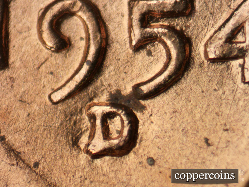 1954 Lincoln cent obverse, CopperCoins die 1954D•1MM•037.