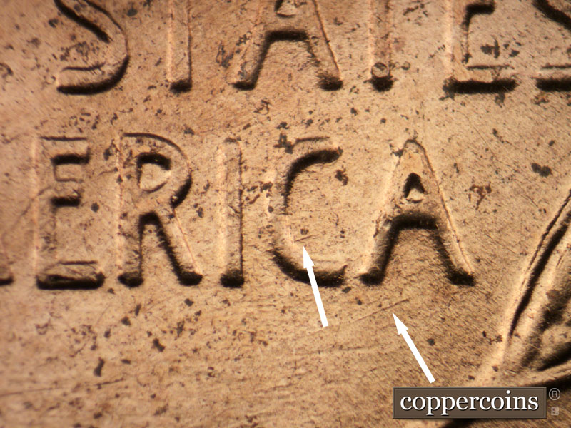Die-stage B marker on 1954D•1MM•037 (1954 Repunched Mint Mark).