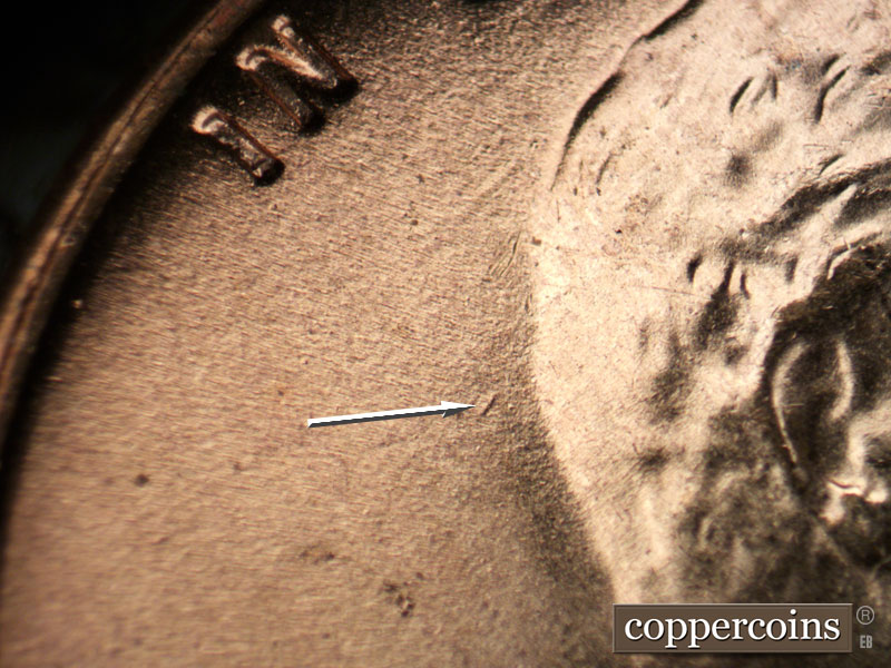 Die-stage B marker on 1954D•1MM•039 (1954 Repunched Mint Mark).