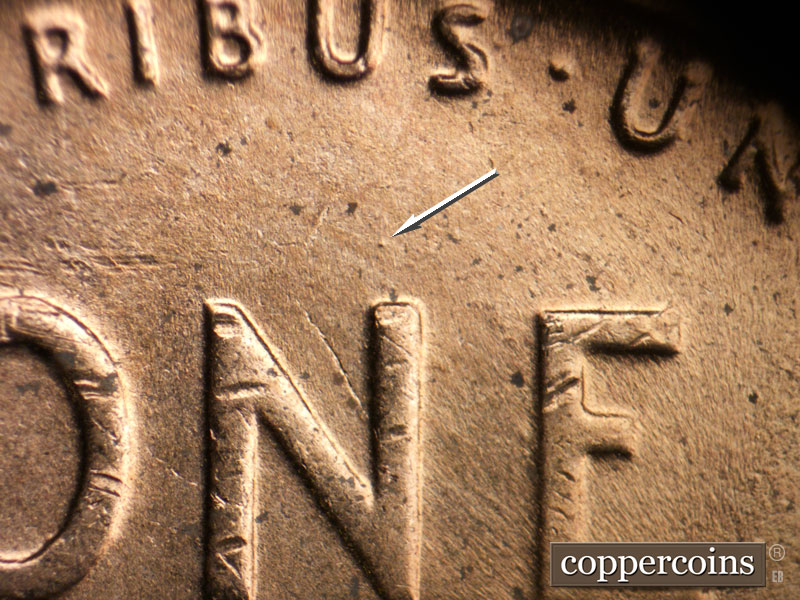 Die-stage B marker on 1954D•1MM•040 (1954 Repunched Mint Mark).