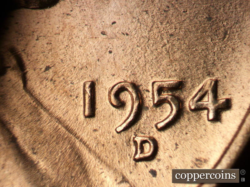 Die-stage C marker on 1954D•1MM•041 (1954 Repunched Mint Mark).