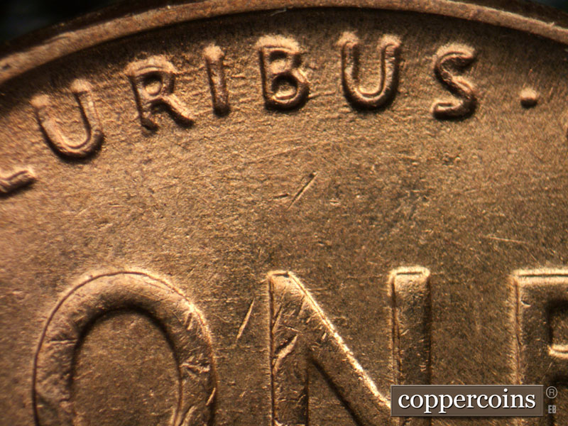 Die-stage B marker on 1954D•1MM•042 (1954 Repunched Mint Mark).