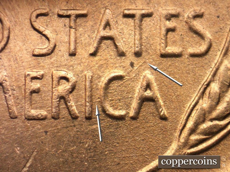 Die-stage B marker on 1954D•1MM•042 (1954 Repunched Mint Mark).