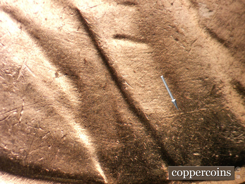 Die-stage B marker on 1954D•1MM•043 (1954 Repunched Mint Mark).