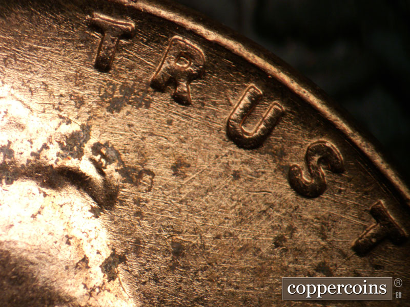 Die-stage B marker on 1954D•1MM•044 (1954 Repunched Mint Mark).