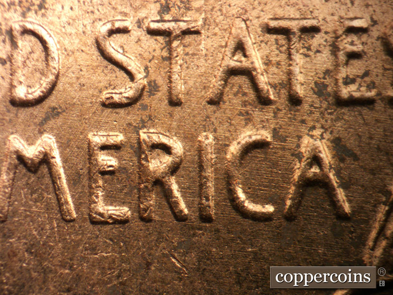 Die-stage B marker on 1954D•1MM•044 (1954 Repunched Mint Mark).