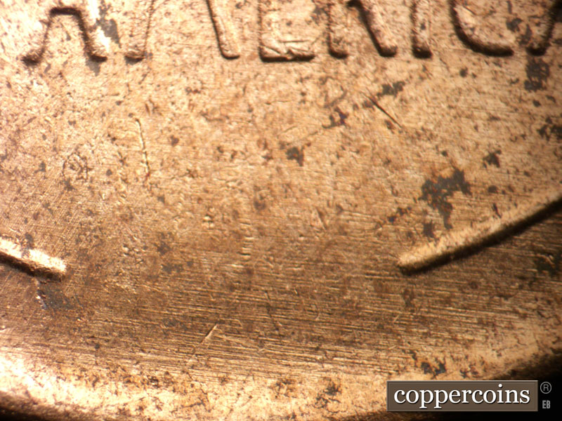 Die-stage B marker on 1954D•1MM•044 (1954 Repunched Mint Mark).
