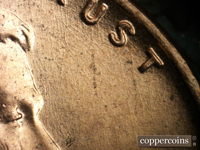 Die-stage B marker on 1954D•1MM•045 (1954 Repunched Mint Mark).