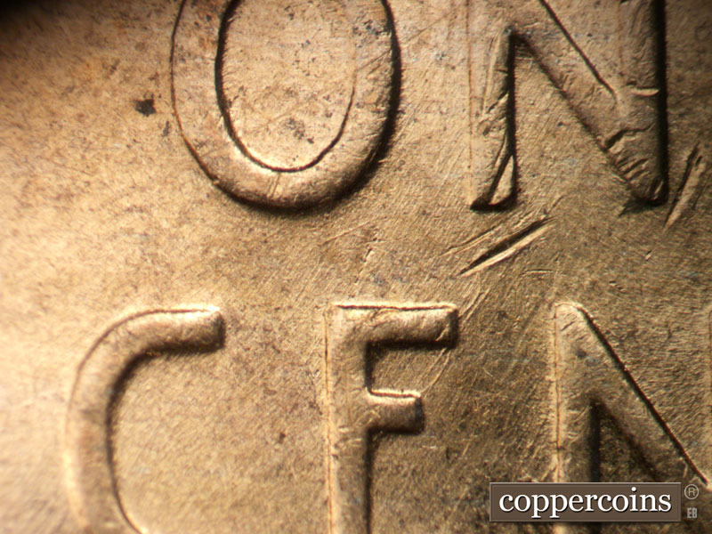 Die-stage B marker on 1954D•1MM•045 (1954 Repunched Mint Mark).