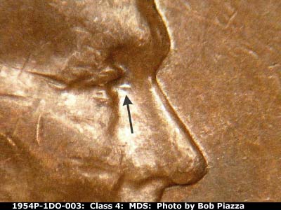 1954 Lincoln cent obverse, CopperCoins die 1954P•1DO•003.