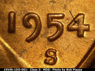 1954 Lincoln cent obverse, CopperCoins die 1954S•1DO•001.