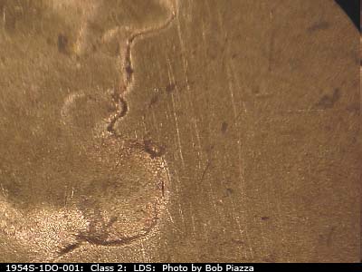Die-stage C marker on 1954S•1DO•001 (1954 Doubled Die Obverse).