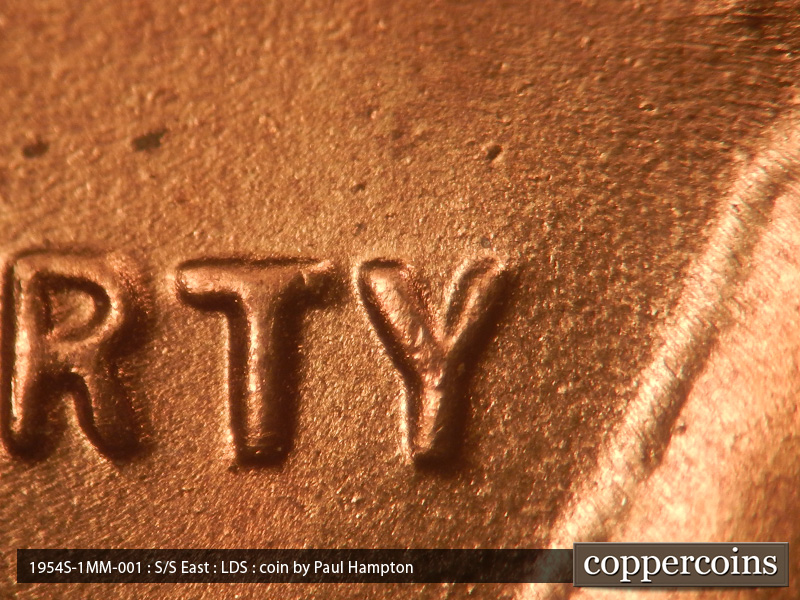 Die-stage C marker on 1954S•1MM•001 (1954 Repunched Mint Mark).