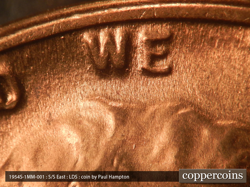 Die-stage C marker on 1954S•1MM•001 (1954 Repunched Mint Mark).