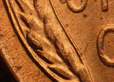 Die-stage B marker on 1954S•1MM•002 (1954 Repunched Mint Mark).
