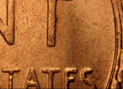 Die-stage B marker on 1954S•1MM•002 (1954 Repunched Mint Mark).