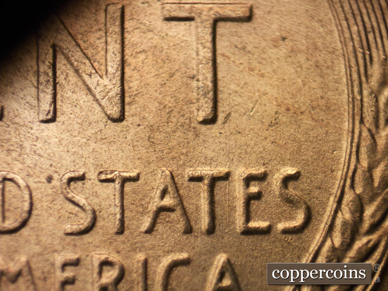 Die-stage B marker on 1954S•1MM•003 (1954 Repunched Mint Mark).