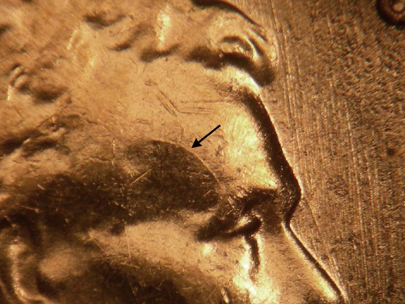Die-stage C marker on 1954S•1MM•004 (1954 Repunched Mint Mark).