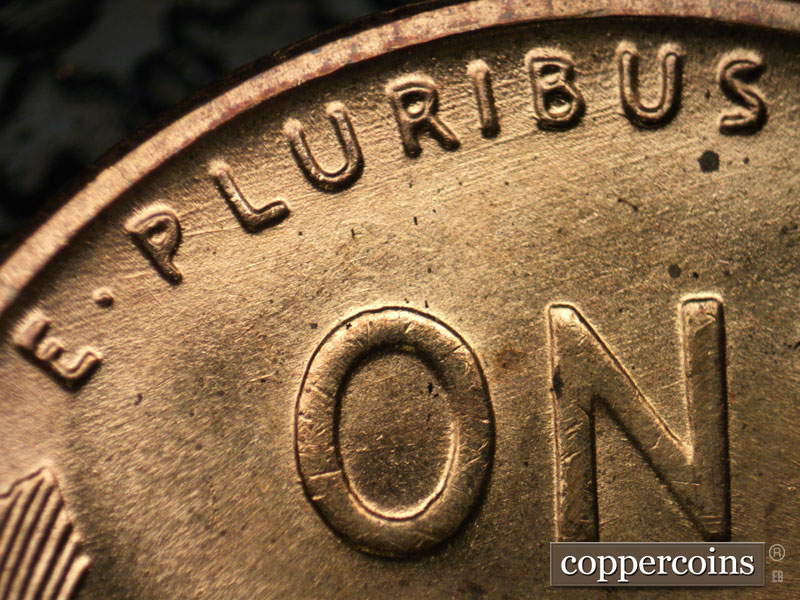 Die-stage B marker on 1954S•1MM•006 (1954 Repunched Mint Mark).