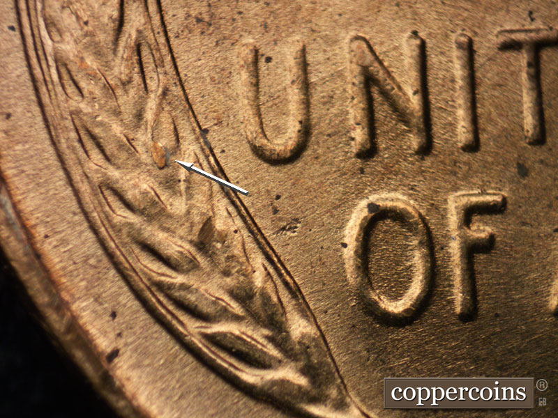 Die-stage B marker on 1954S•1MM•006 (1954 Repunched Mint Mark).