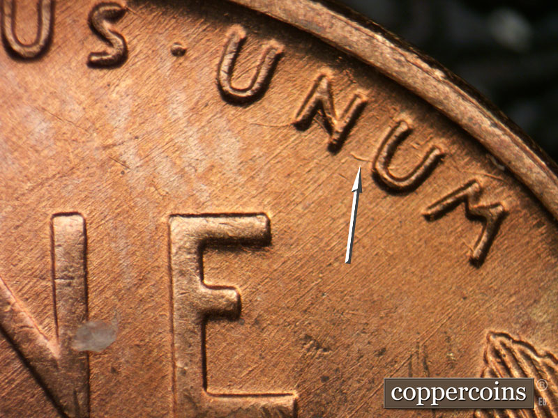Die-stage C marker on 1954S•1MM•006 (1954 Repunched Mint Mark).