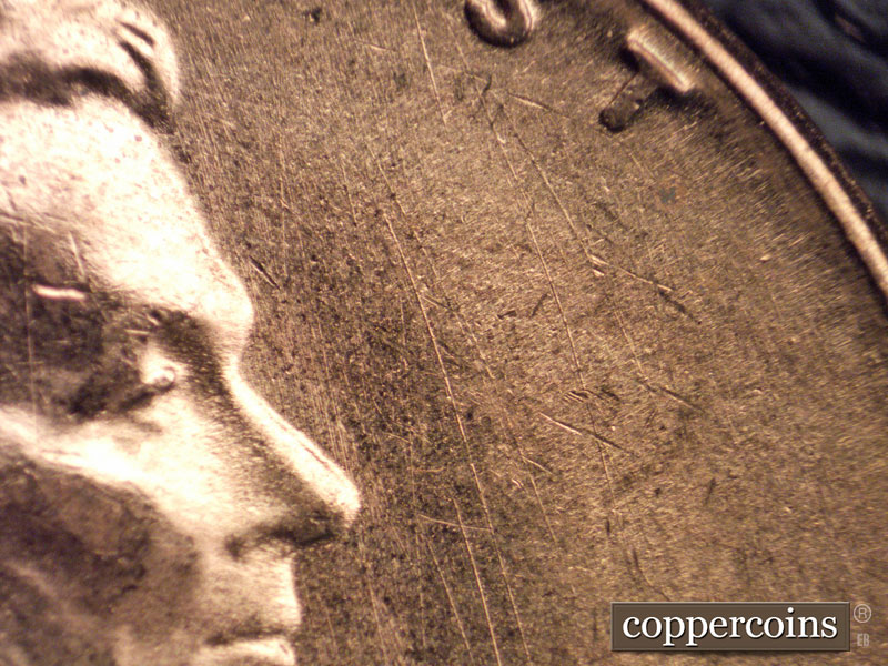 Die-stage C marker on 1954S•1MM•008 (1954 Repunched Mint Mark).